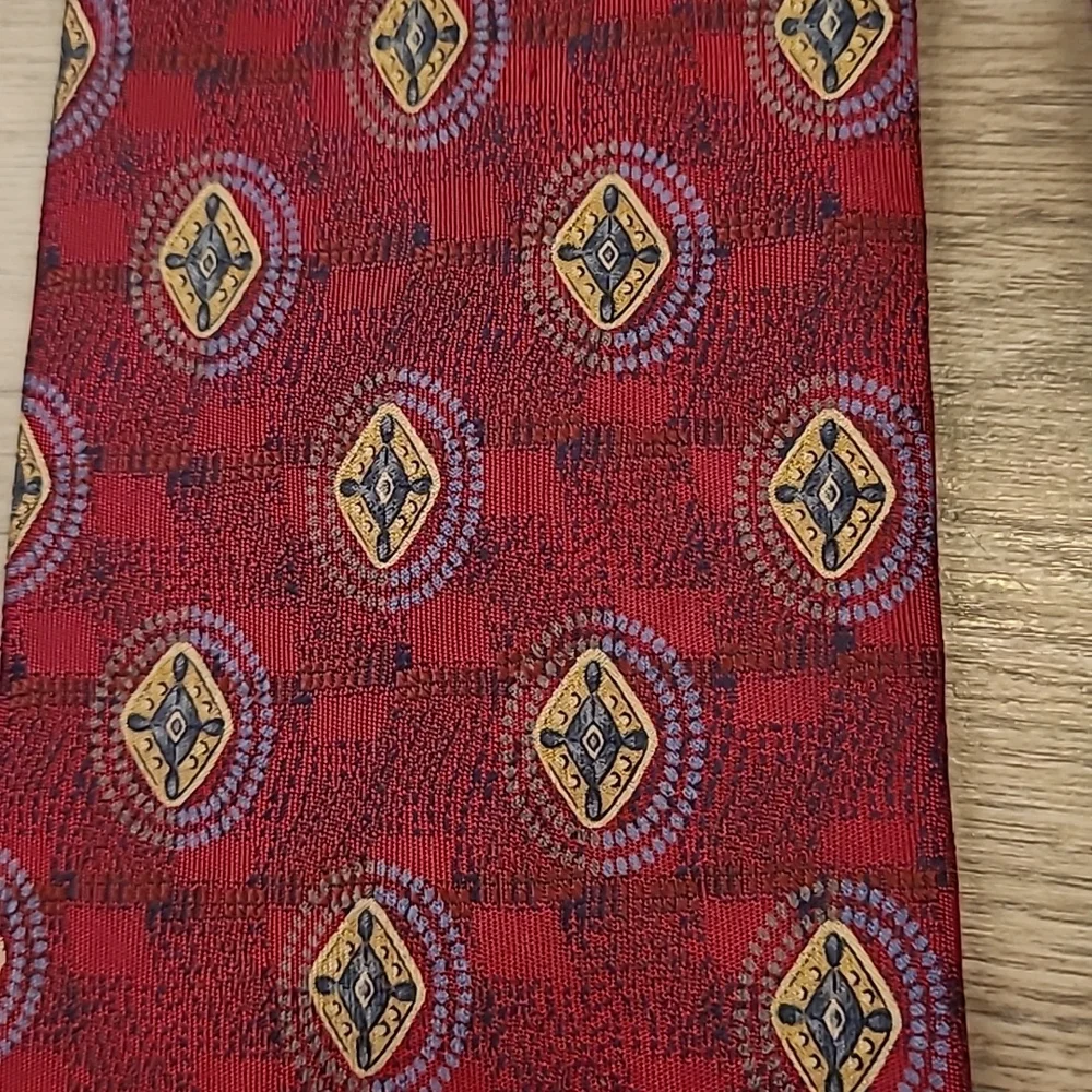 ROBERT TALBOTT Best of Class Metallic Dark Red Gold Abstract Mens Silk Tie‎